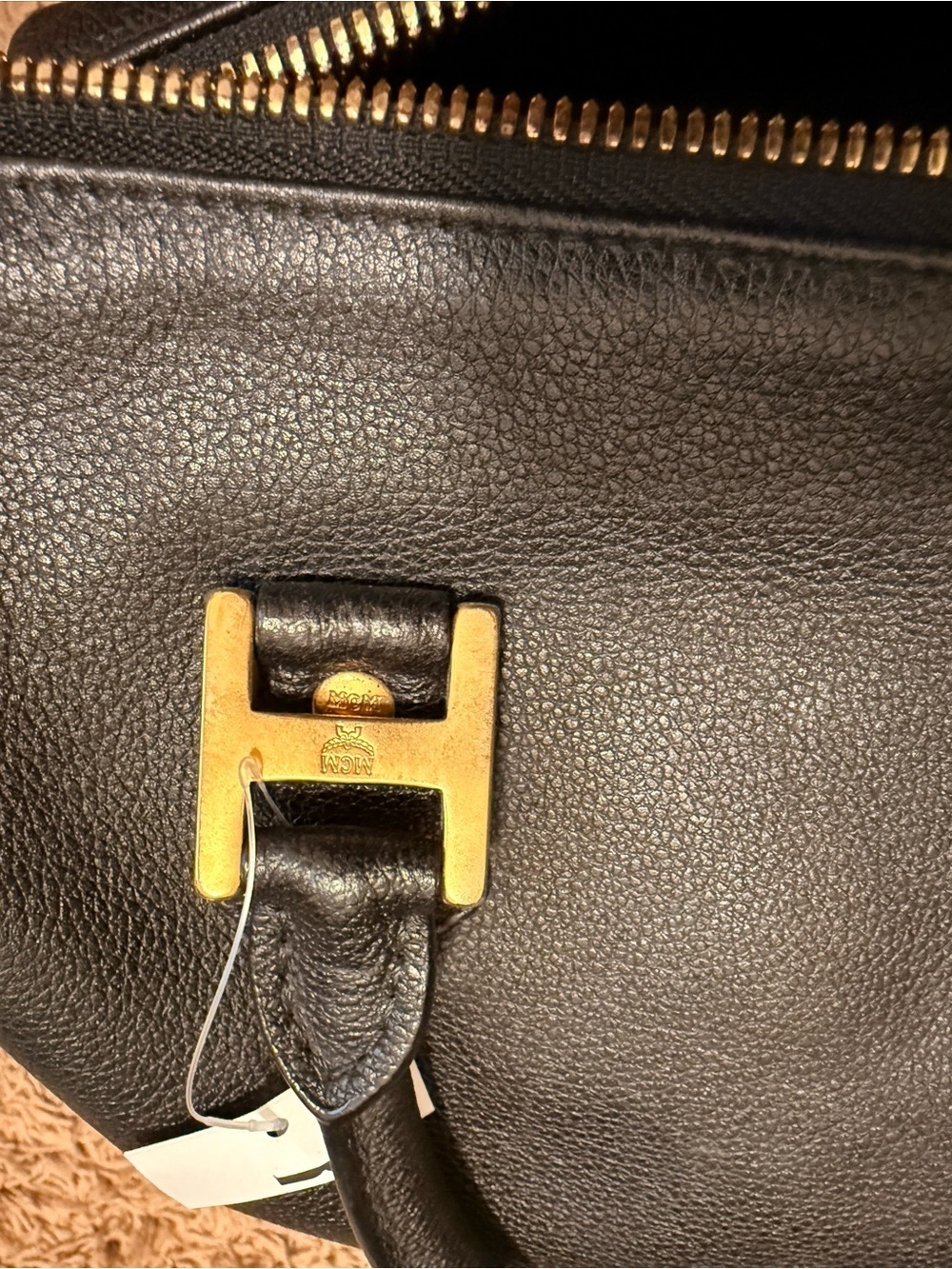 MCM Black Leather Boston Bag with Gold Hardware - Picture 14 of 15